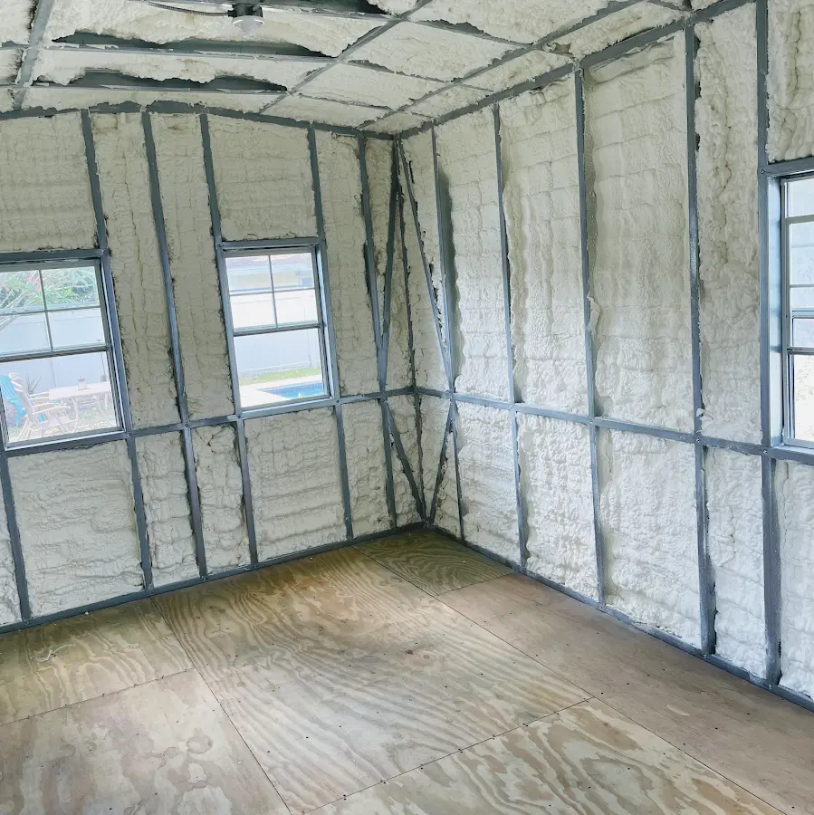 Closed-cell spray foam insulation applied to wall cavities in a residential project in Lynnwood